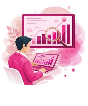profissional analisando dados e gráficos representando análise de riscos e desempenho